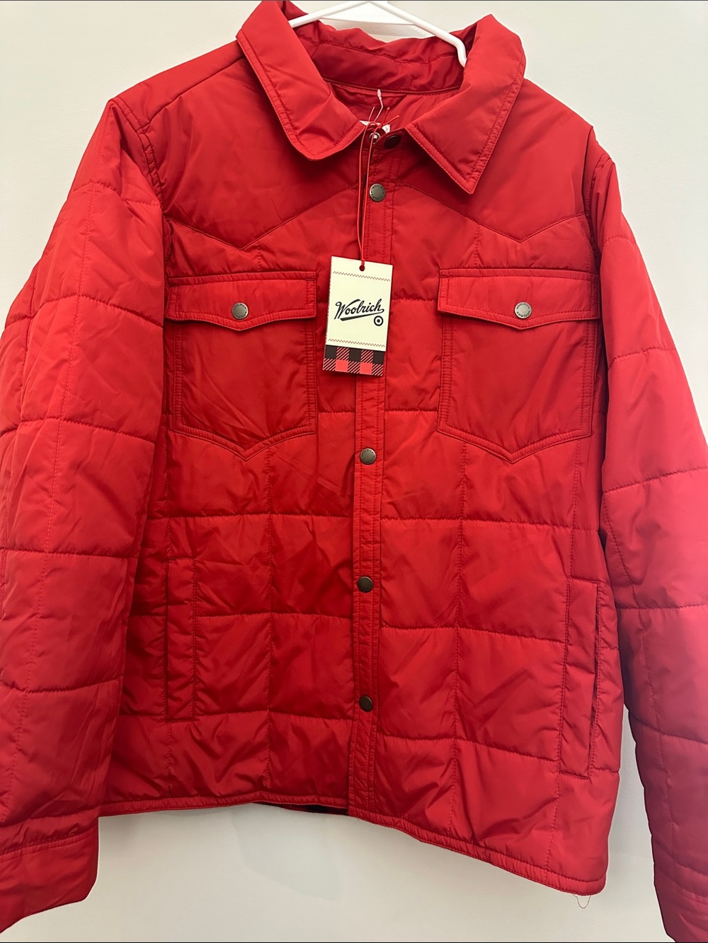 Woolrich Women's Red Quilted Snap-Front Puffer Jacket